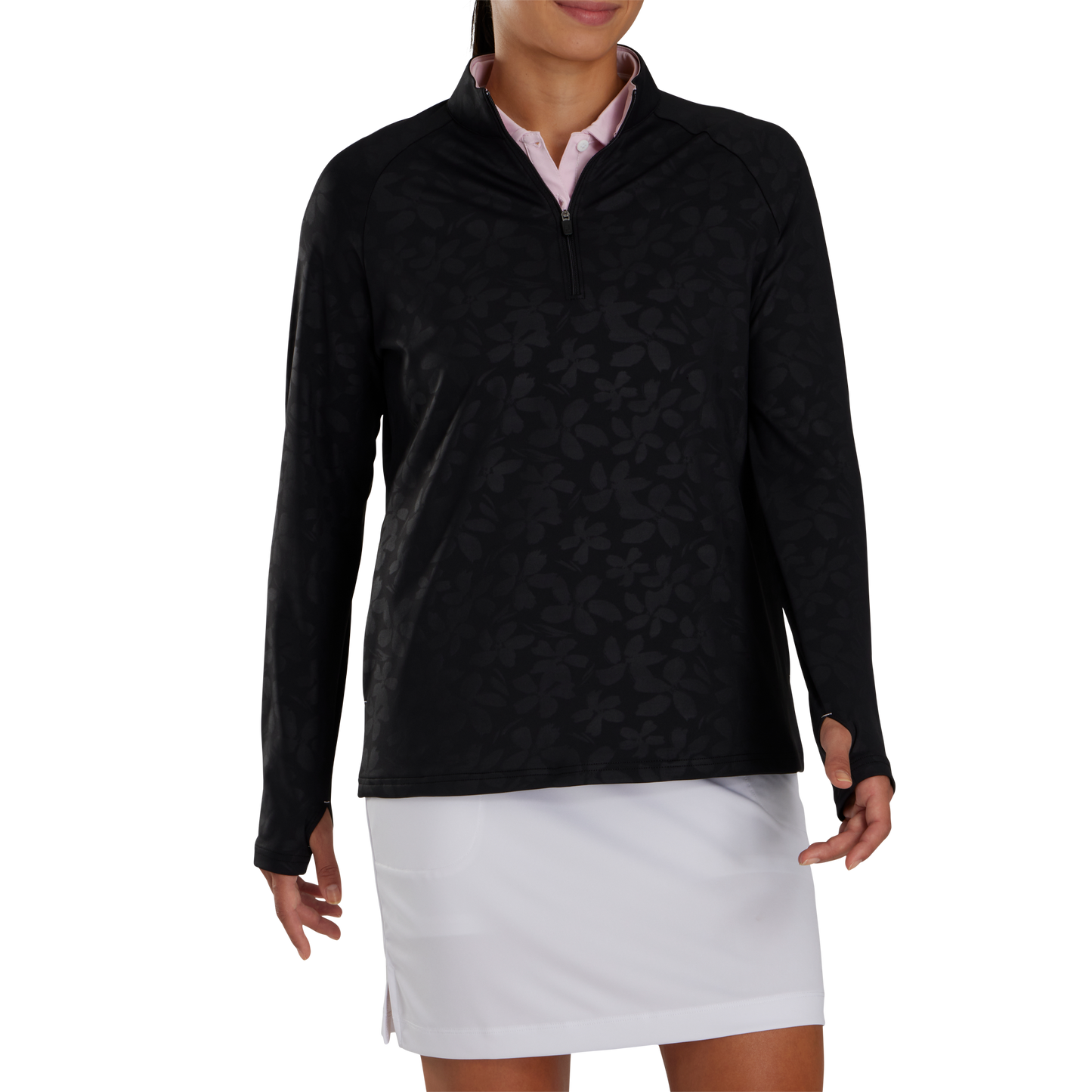 Embossed Quarter-Zip Mid-Layer Women