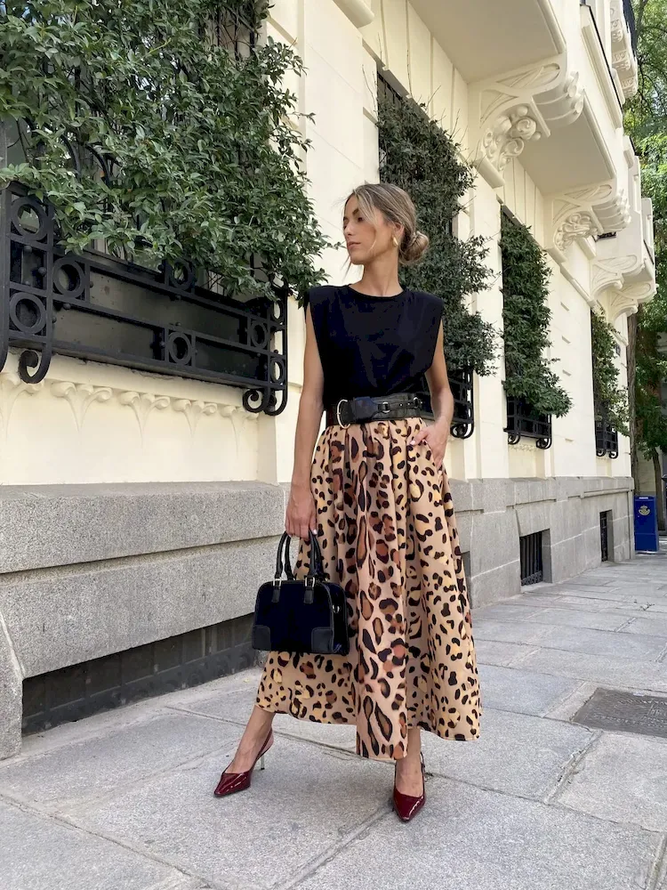 Women Fashion Leopard Print Elegant Large Swing Skirt - Image 5