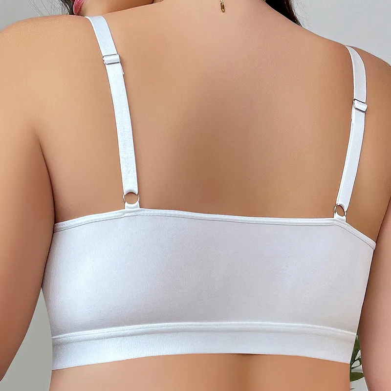 Women Fashion Plus Size Semi-Perspective Deep V Low-Cut Gathered Bra - Image 4