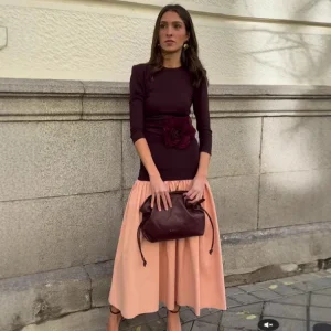 Elegant Women Fashion Longsleeve Patchwork Maxi Dress