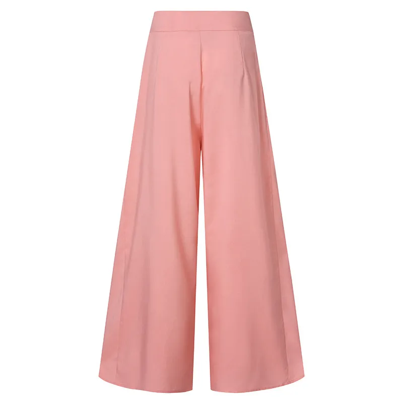 Women Fashion Casual Solid Color High Waist Wide Leg Thin Pants - Image 3