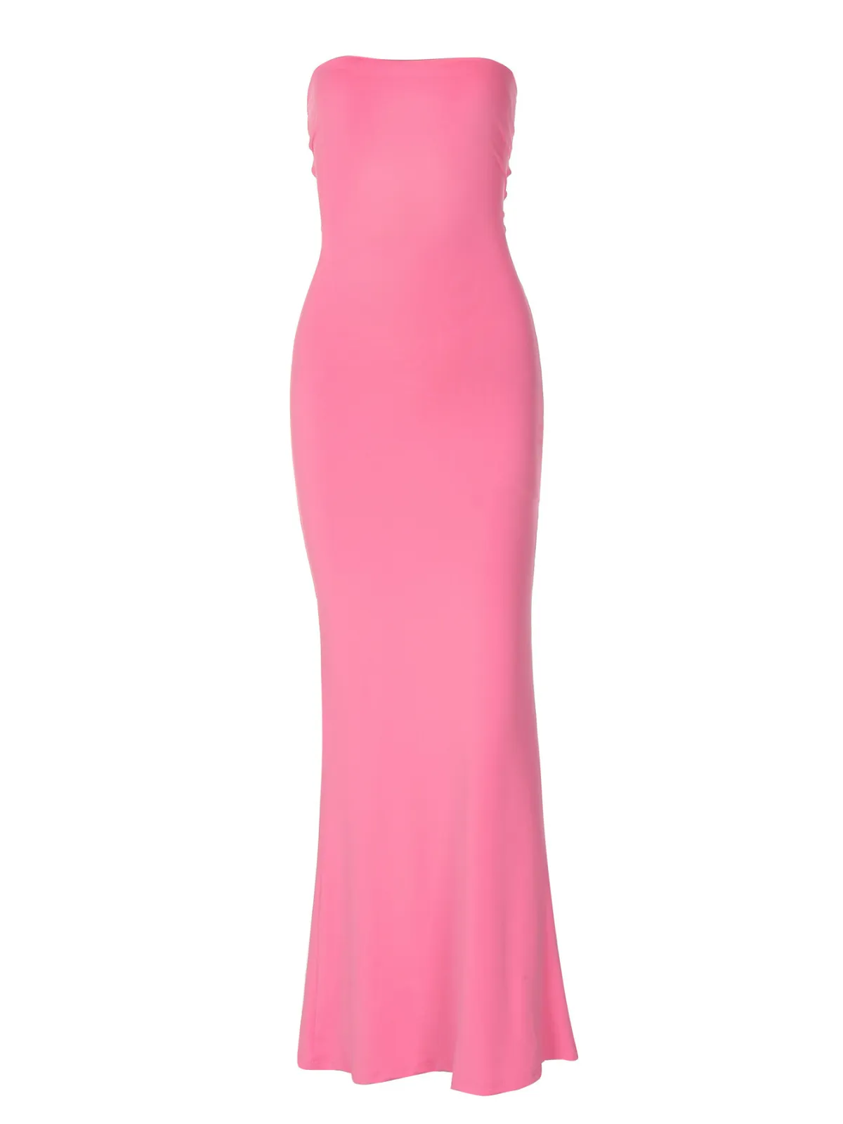 Summer Women Fashion Sexy Solid Color Strapless Backless Tight Maxi Dress - Image 4