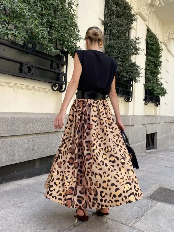 Women Fashion Leopard Print Elegant Large Swing Skirt - Image 6