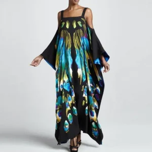 Summer Women Fashion Printed Loose Strap Bikini Swimsuit Cover-Ups