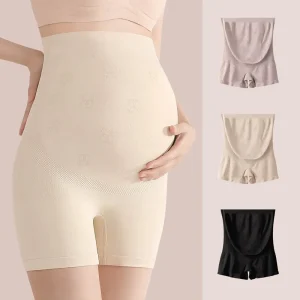 Fashion Solid Color Pregnant Women Breathable Elastic High Waist Shorts