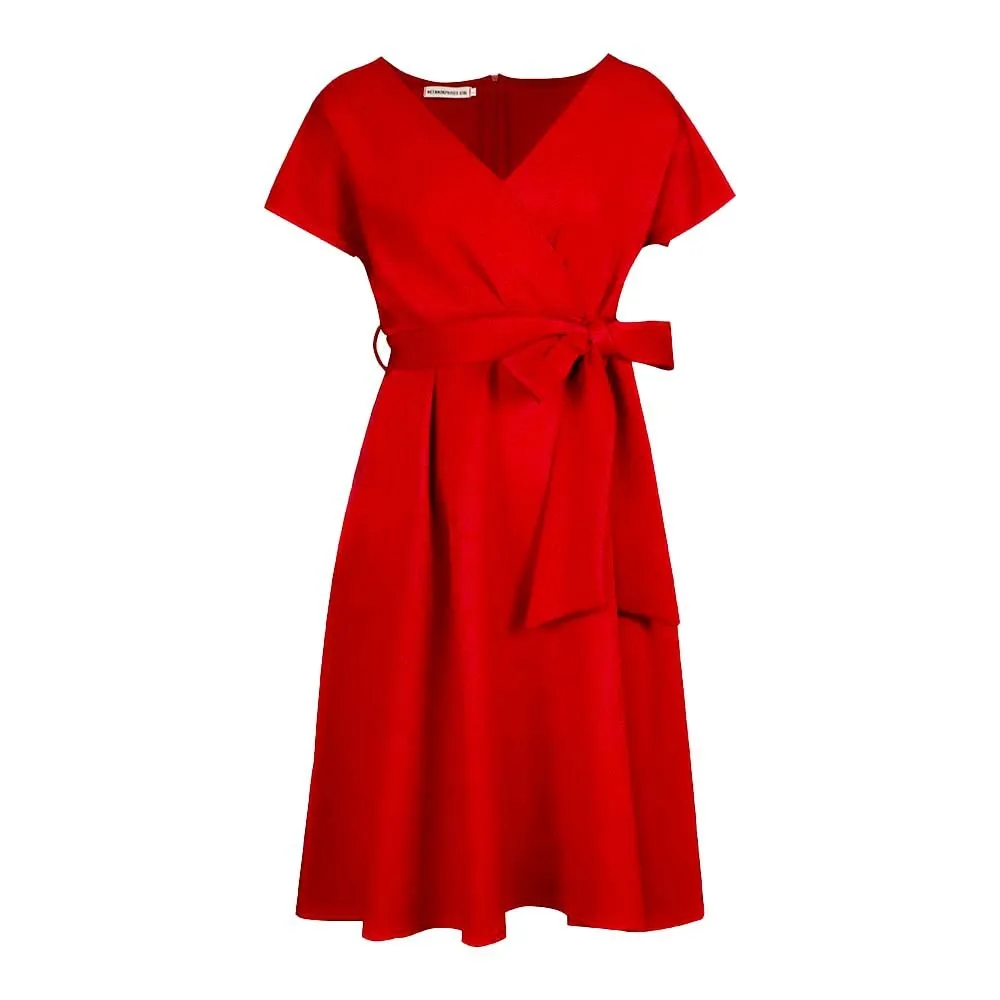 Summer Women Fashion Sexy Solid Color V-Neck Bow Strap Dress - Image 8